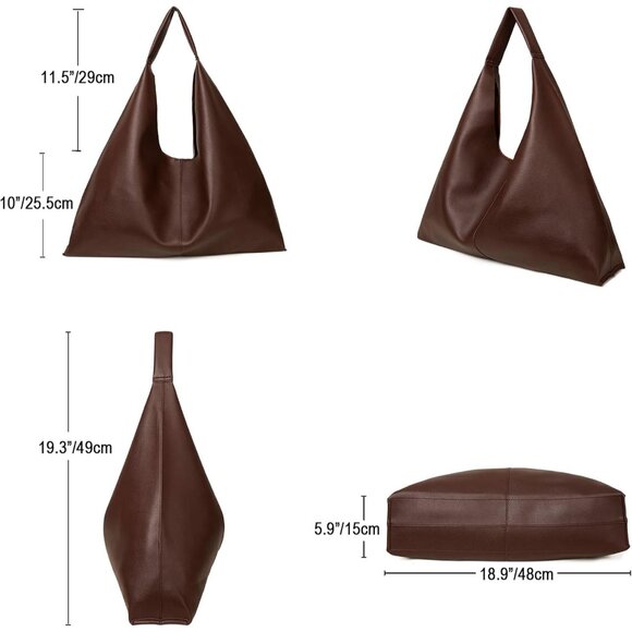 Chic Triangular Vegan Leather Tote - Spacious Handbag with Magnetic Closure - Picture 2 of 6
